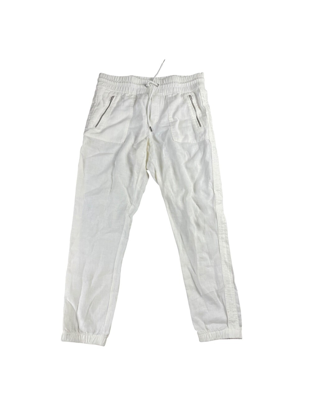 Athleta Cabo Linen Jogger Pants Women's Size 8 Off-White Drawstring ( 32 x 28 )